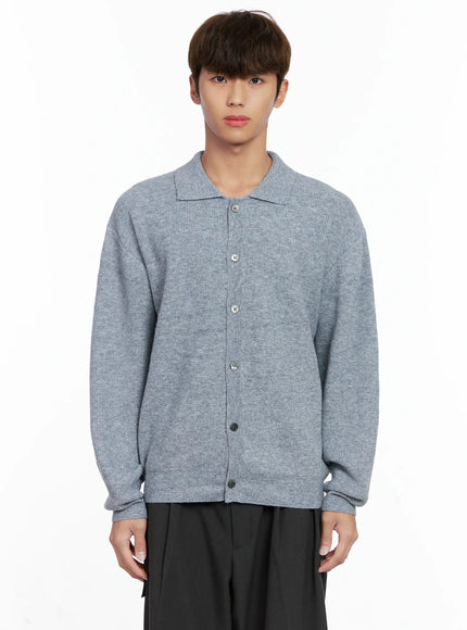 mens-classic-button-up-knit-sweater-io506 / Gray