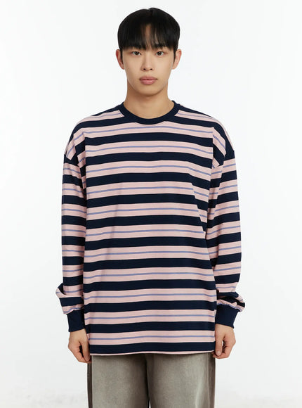 mens-striped-long-sleeve-t-shirt-if510 / Pink