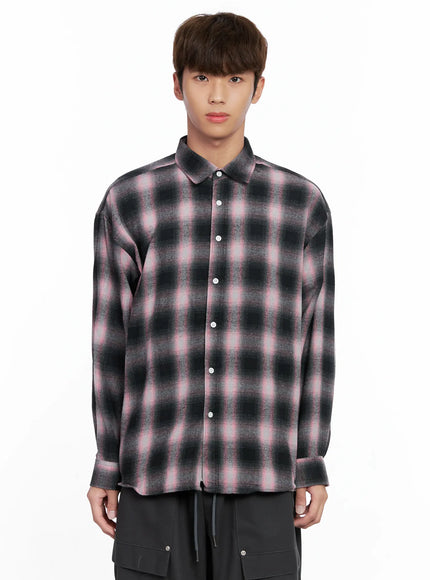 mens-checkered-shirt-io506 / Pink