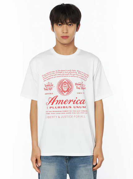mens-american-lettering-graphic-t-shirt-iy529 / White