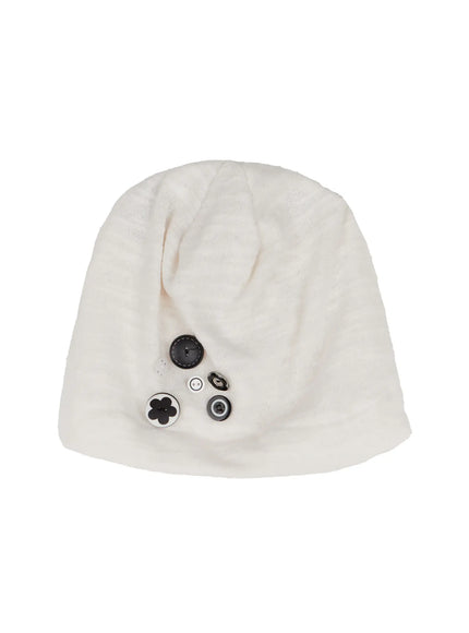 button-decor-beanie-io506 / White