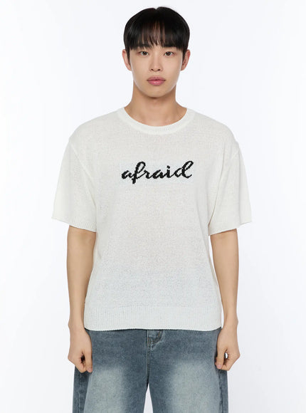 mens-casual-slogan-knit-shirt-ia517 / White