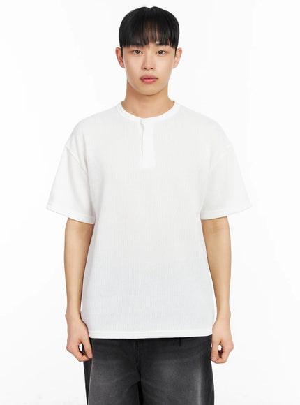 mens-classic-henley-ribbed-t-shirt-ia501 / White
