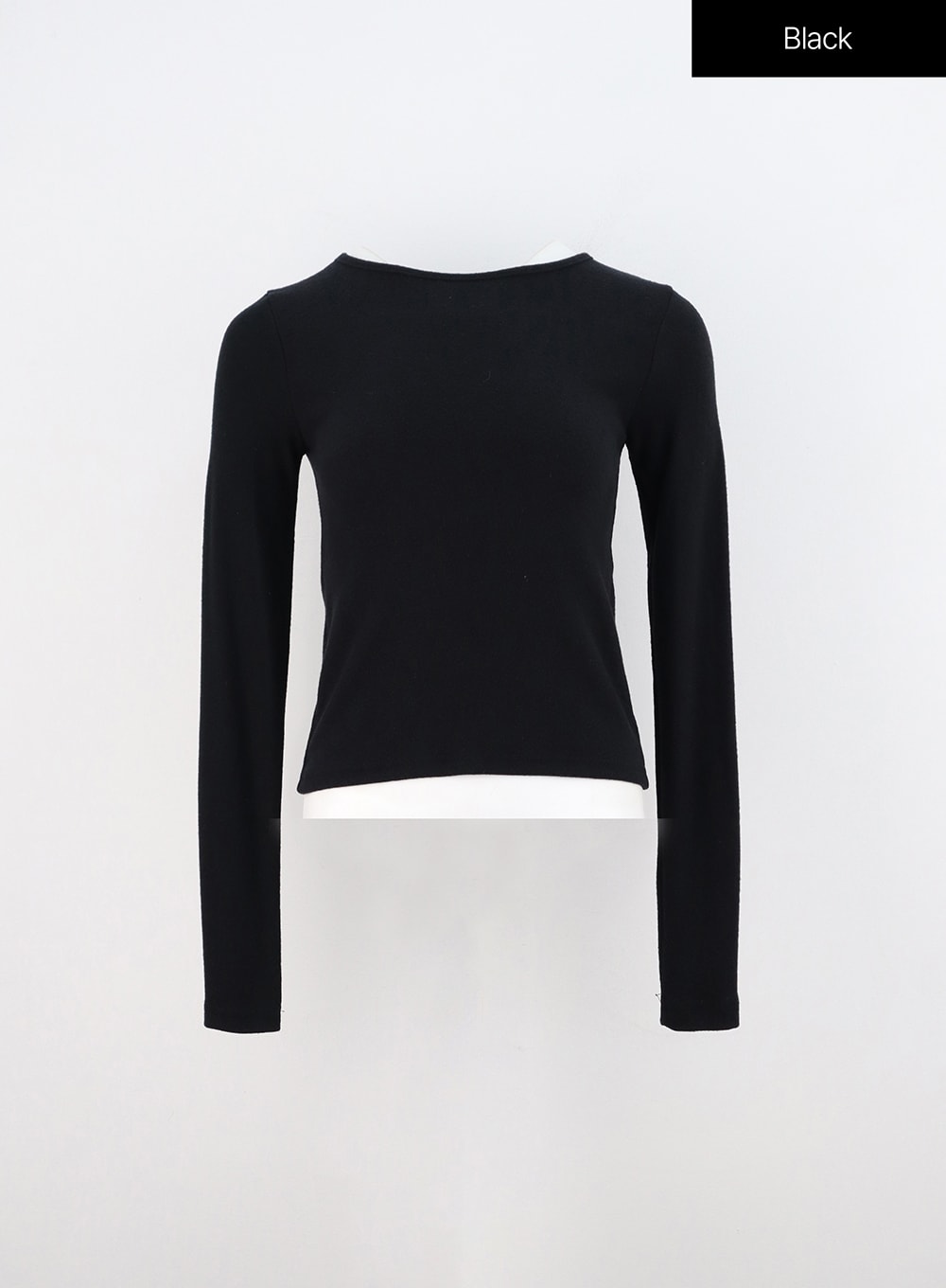 Black Cotton Cut Out Back Long Sleeve Crop Top