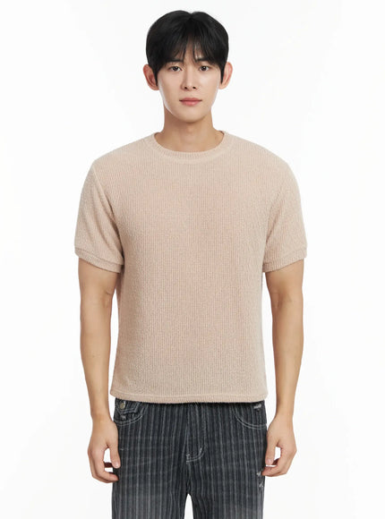 mens-basic-waffle-knit-tee-if516 / Beige