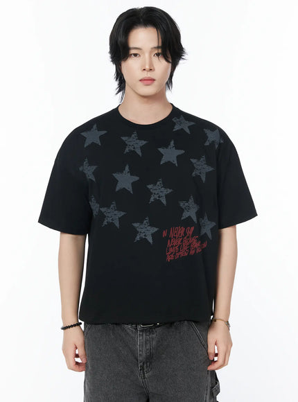 mens-star-print-graphic-t-shirt-iy525 / Black