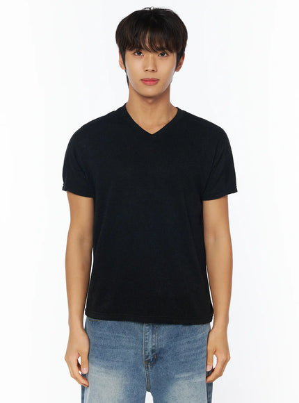 mens-basic-v-neck-t-shirt-iy529 / Black