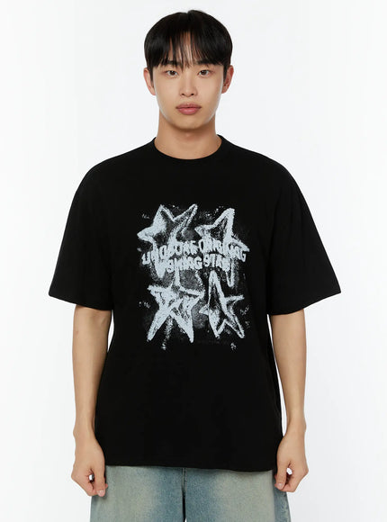 mens-star-graphic-tee-iu516 / Black