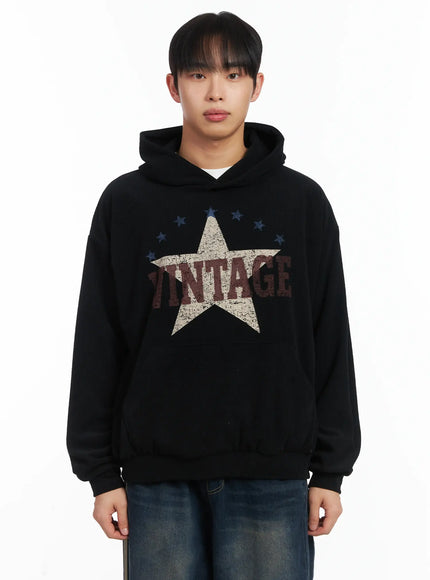 vintage-print-graphic-hoddie-id515 / Black