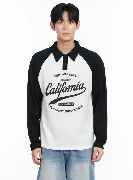 mens-california-heritage-raglan-long-sleeve-shirt-im518 / Black
