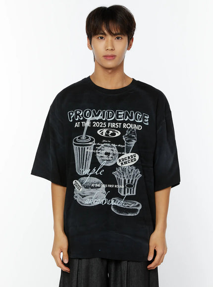 mens-graphic-oversized-tee-iy514 / Black