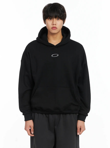 mens-basic-logo-embroidered-fleece-hoodie-ij512 / Black