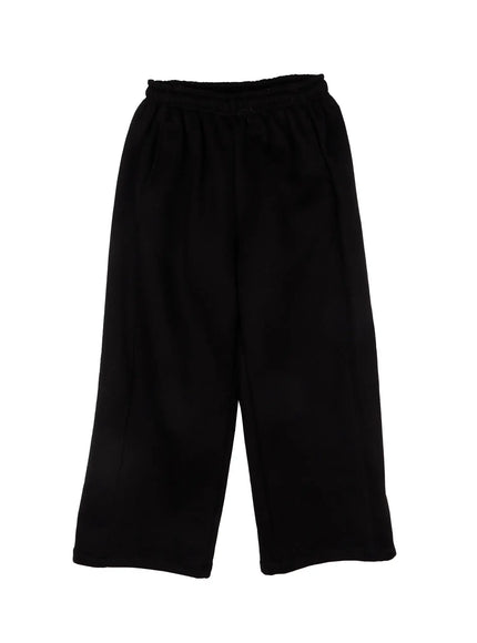 mens-basic-logo-embroidered-fleece-lined-sweatpants-ij512 / Black