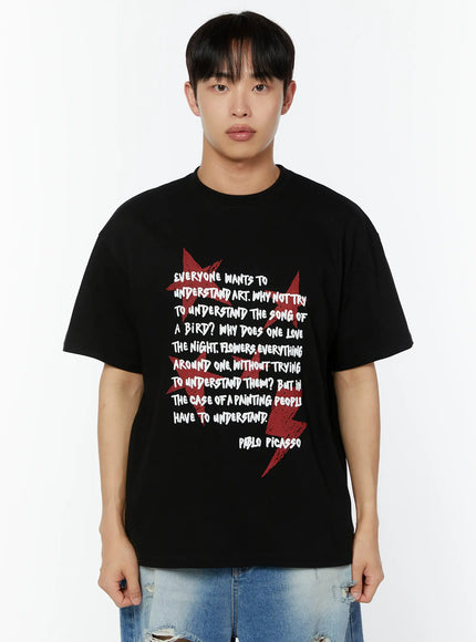 mens-typographic-tee-iu516 / Black