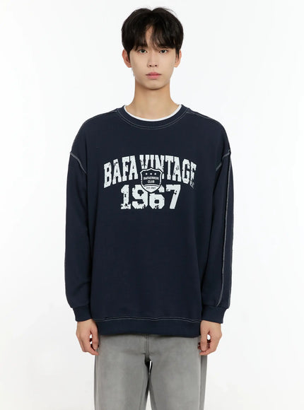 mens-vintage-graphic-crewneck-sweatshirt-io531 / Dark blue