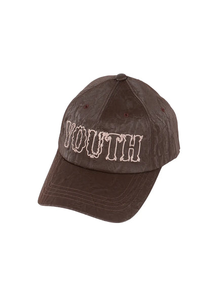crackle-faux-leather-youth-cap-id524 / Dark brown