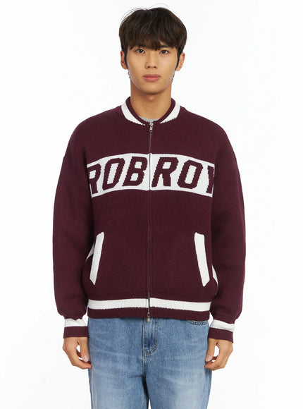 mens-roy-zip-up-cardigan-ij514 / Dark purple