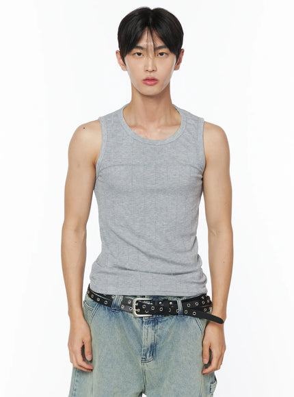 mens-ribbed-tank-iu510 / Gray