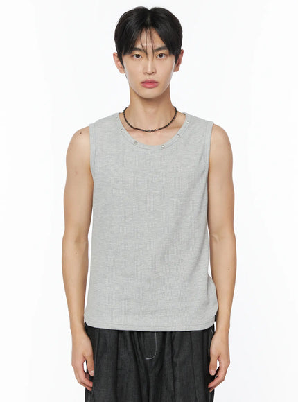 mens-stud-detail-tank-iu510 / Gray