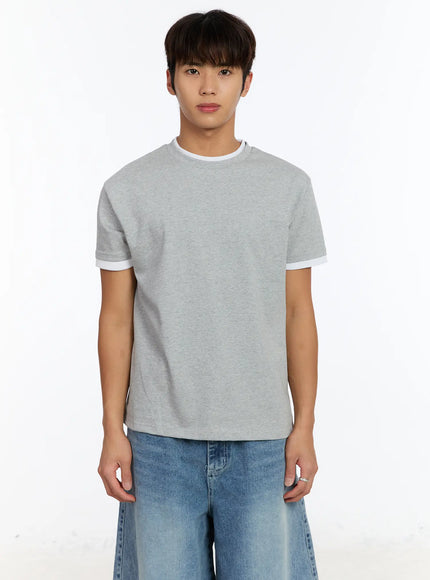 mens-layered-crewneck-t-shirt-im530 / Gray