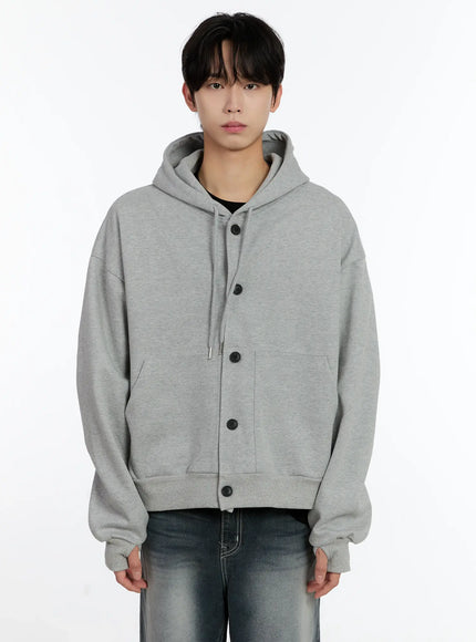 mens-buttoned-hoodie-id502 / Gray