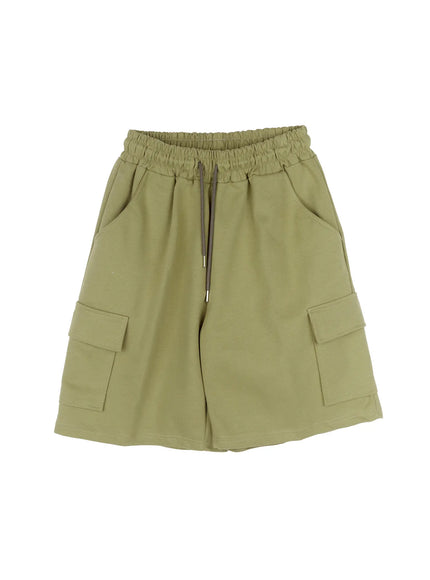 mens-cargo-sweat-shorts-ia517 / Green