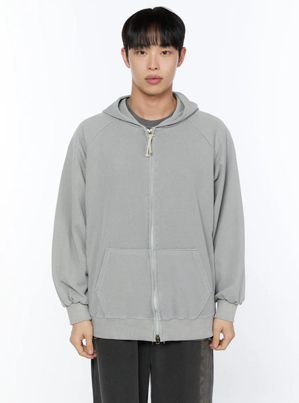 mens-waffle-zip-up-hoodie-ia520 / Light gray
