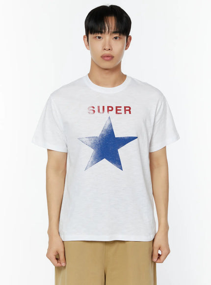 mens-graphic-star-print-t-shirt-iu518 / White