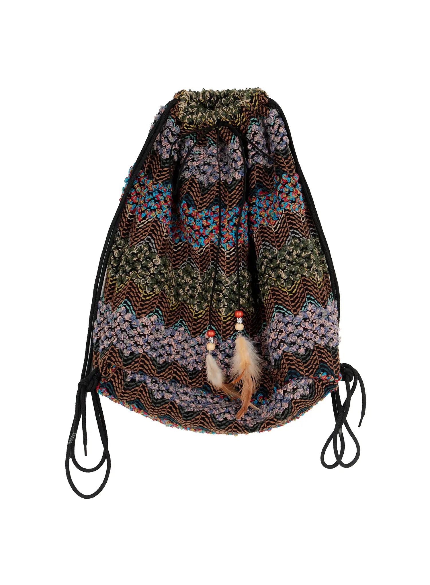 mens-zigzag-pattern-backpack-is529 / Black