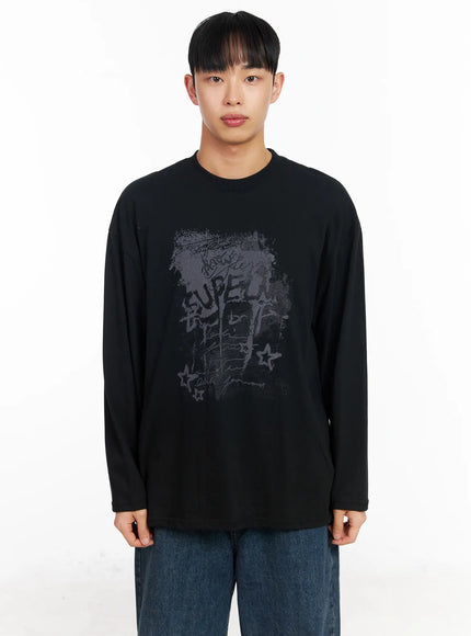 mens-graphic-long-sleeve-t-shirt-ia501 / Black