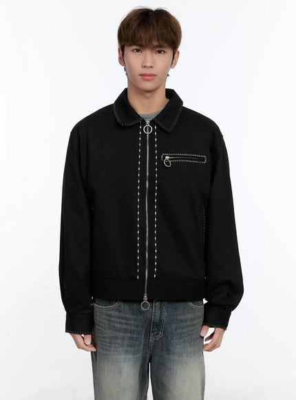 mens-stitched-work-jacket-in512 / Black