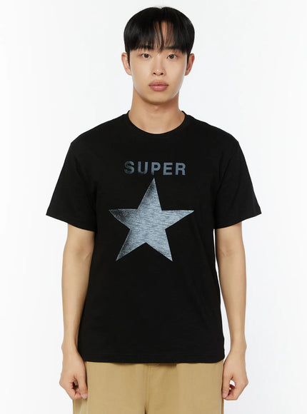 mens-graphic-star-print-t-shirt-iu518 / Black