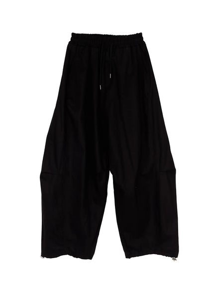 mens-wide-leg-cotton-pants-ia507 / Black