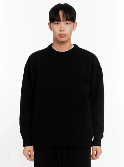 mens-round-neck-sweater-io528 / Black