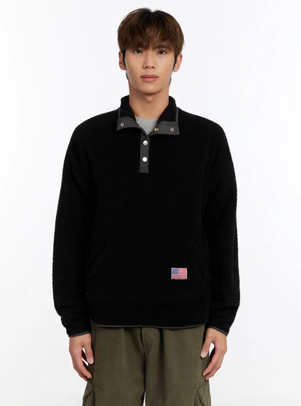 mens-cozy-fleece-pullover-in524 / Black