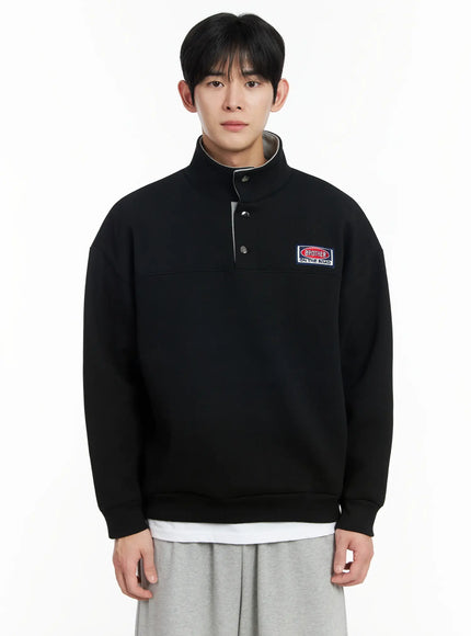 mens-brother-on-the-road-patch-half-snap-sweatshirt-if517 / Black