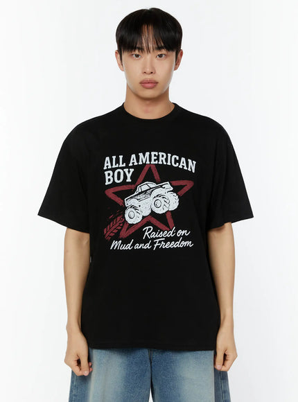 mens-american-graphic-print-t-shirt-iu515 / Black
