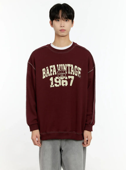 mens-vintage-graphic-crewneck-sweatshirt-io531 / Dark red