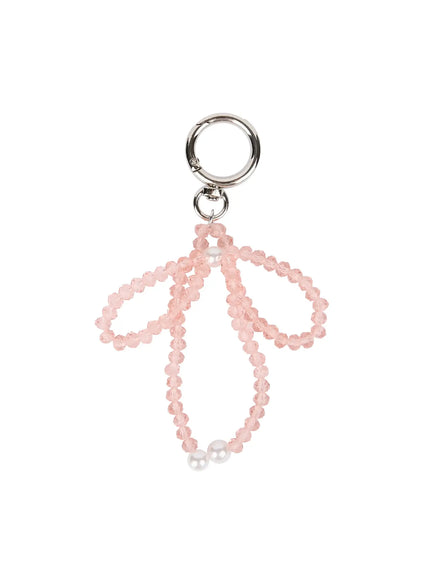 beaded-ribbon-keychain-is516 / Pink