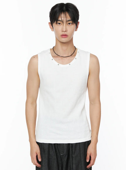 mens-stud-detail-tank-iu510 / White