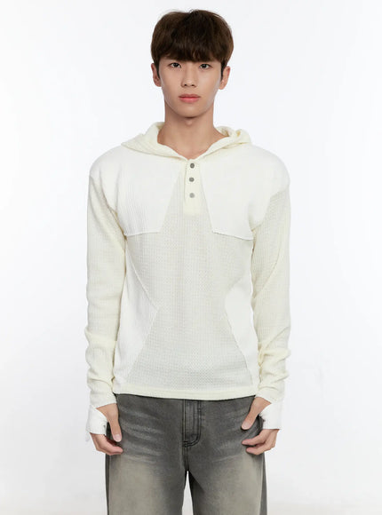 mens-henley-hooded-sweater-is530 / White