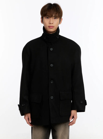 mens-classic-wool-overcoat-in528 / Black