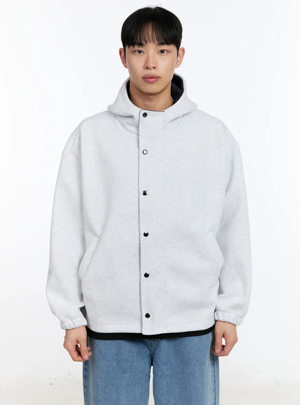 mens-two-way-button-hoodie-jacket-ia508 / Light gray