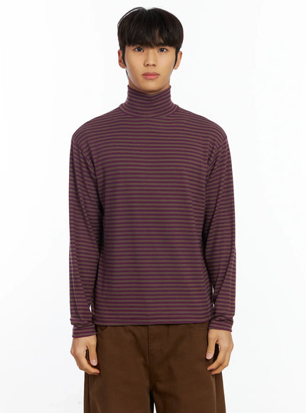 mens-striped-turtleneck-tee-if504 / Purple