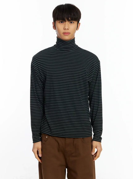 mens-striped-turtleneck-tee-if504 / Dark gray