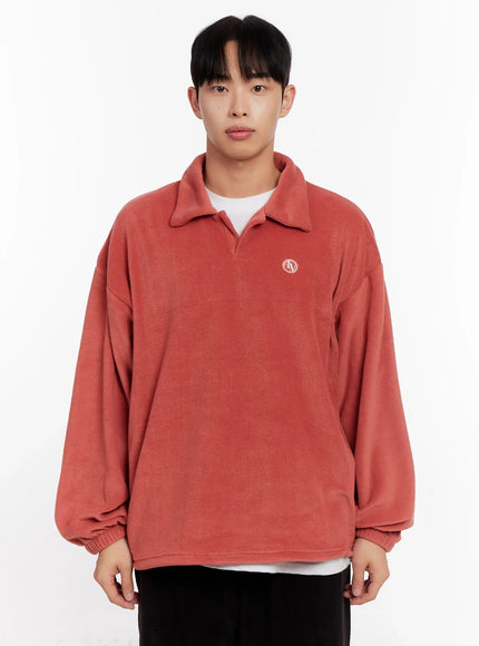 mens-fleece-collar-top-io528 / Orange