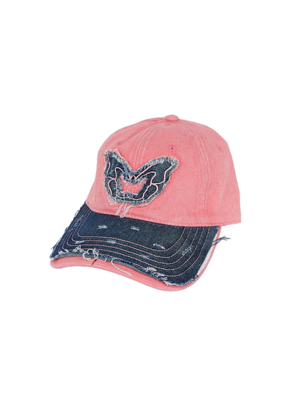 mens-vintage-distressed-denim-baseball-cap-id511 / Pink