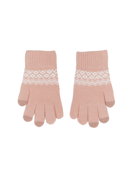 winter-knit-gloves-in524 / Pink