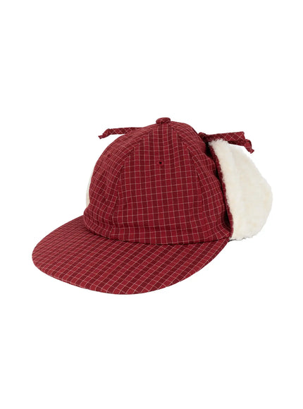 checkered-earflap-winter-cap-id523 / Red
