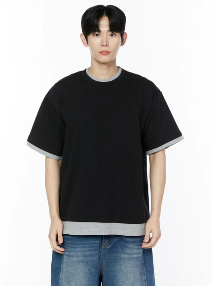mens-layered-oversized-t-shirt-ia527 / Black